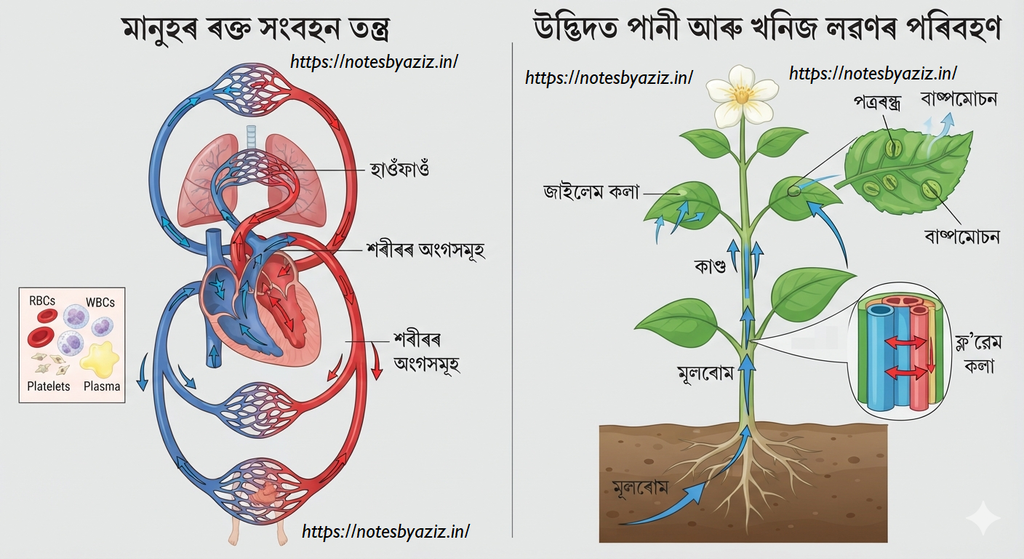 অধ্যায় ৪ : প্ৰাণী আৰু উদ্ভিদৰ দ্ৰৱ্যৰ পৰিবহণ
