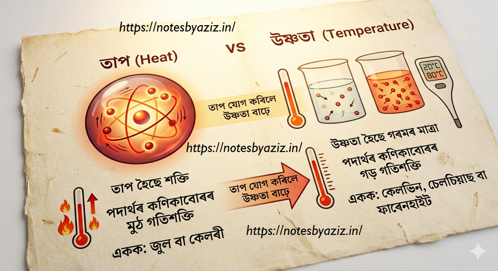 Chapter 7: "Heat and Temperature" (তাপ আৰু উষ্ণতা) in assamese