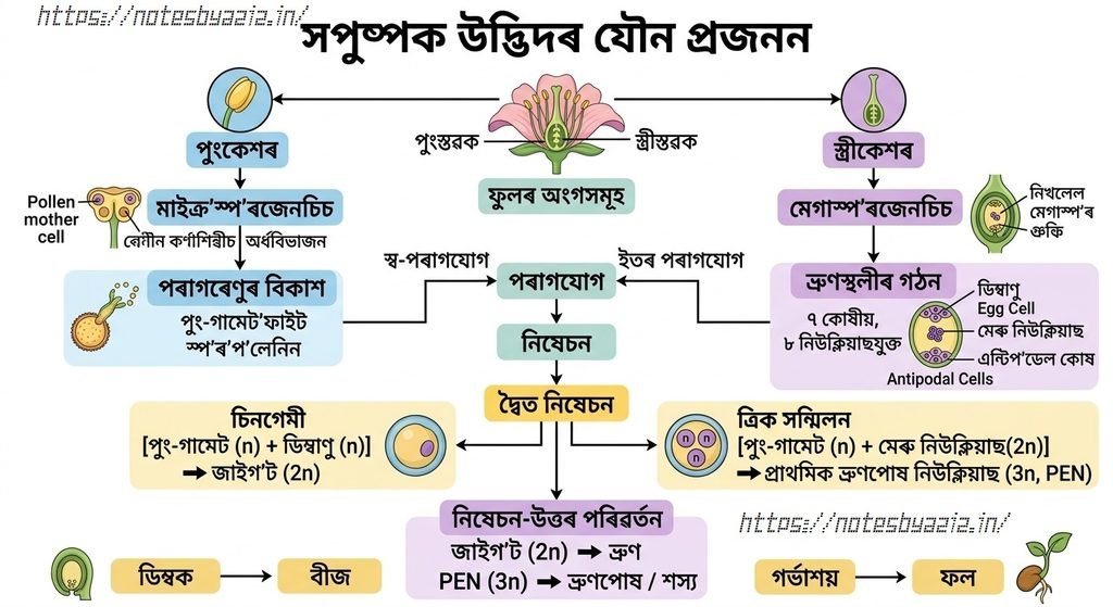 Summary Note in Assamese ,Sexual Reproduction in Flowering Plants