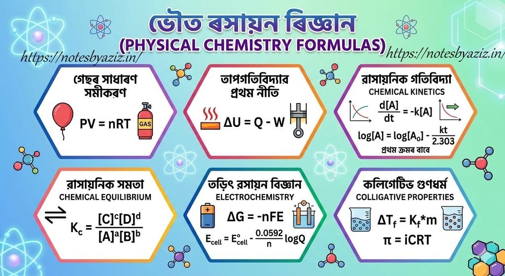 Physical Chemistry Formulas Notes In Assamese.